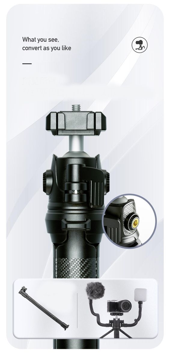 Hand Grip, Extended Grip, Tabletop Tripod And Elevated Tripod - Longth Adjustable
