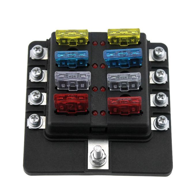 8 Way Fuse Box Holder Fuse Blocks With LED Indicator 10Pcs