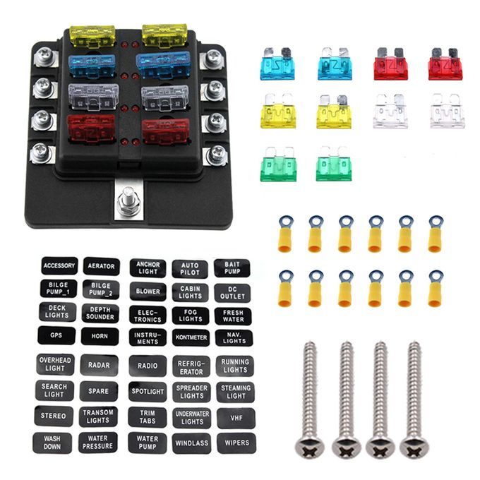 8 Way Fuse Box Holder Fuse Blocks With LED Indicator 10Pcs