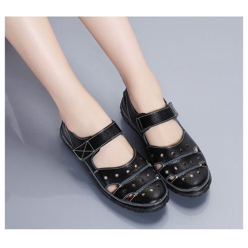Women's Hollow Sandal Flat Casual Shoes Velcro Hole Shoes