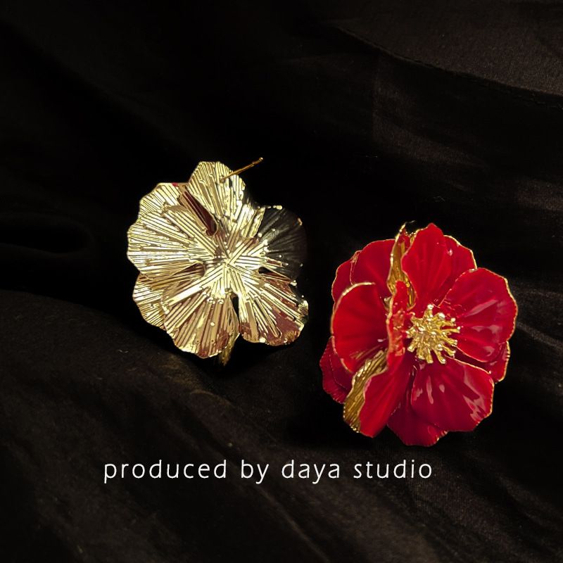 2 Pairs Camellia Three-dimensional Drop Glaze Flower Earrings