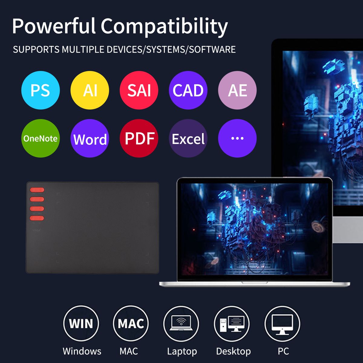 T505 7.6x5.6in Graphics Tablet Drawing Board Ultralight Set