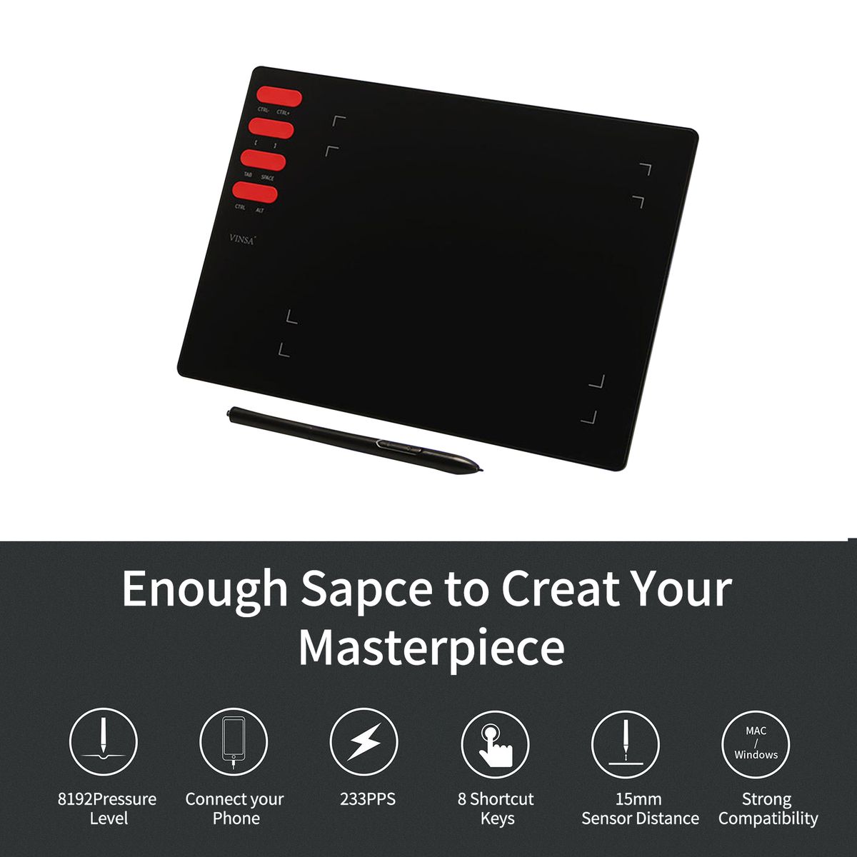 T505 7.6x5.6in Graphics Tablet Drawing Board Ultralight Set