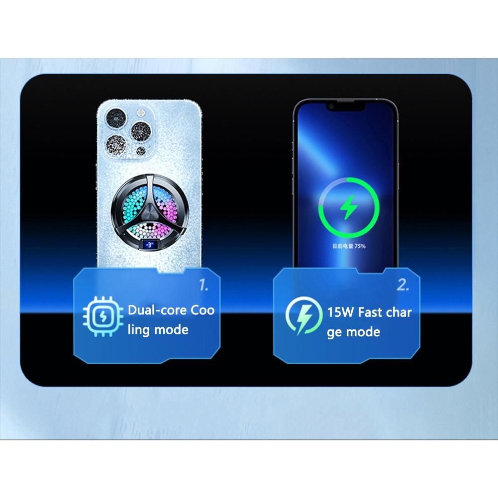 X36 Digital Display Mobile Phone Radiator Cooling Fan Magnetic Suction Wireless Fast Charging Silent Semiconductor Cooler 9v 15w