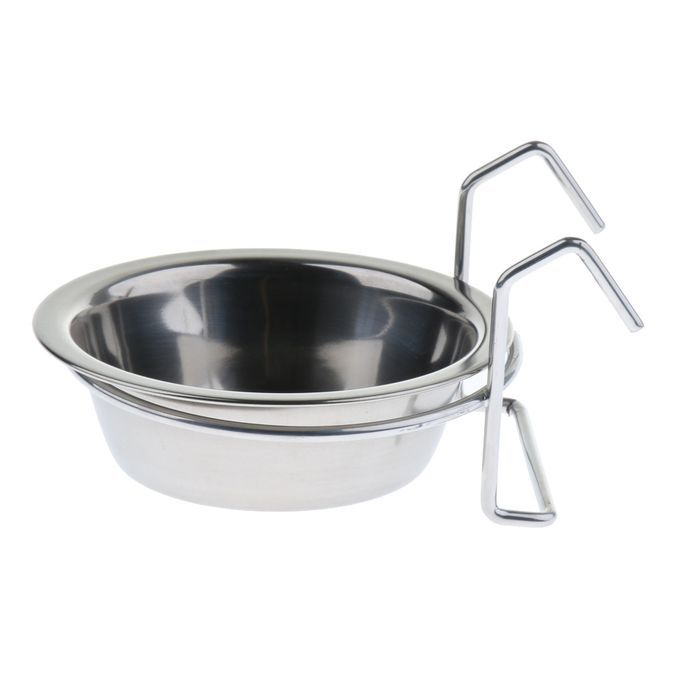 Stainless Steel Food Water Cup Feeder Feeding Dish For Parrot Bird