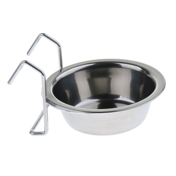 Stainless Steel Food Water Cup Feeder Feeding Dish For Parrot Bird