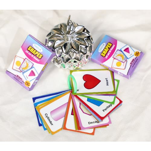 Yavera 2d And 3d Shapes Waterproof & Tear Resistant Flashcards For Kids