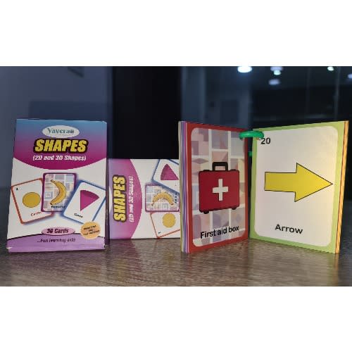 Yavera 2d And 3d Shapes Waterproof & Tear Resistant Flashcards For Kids