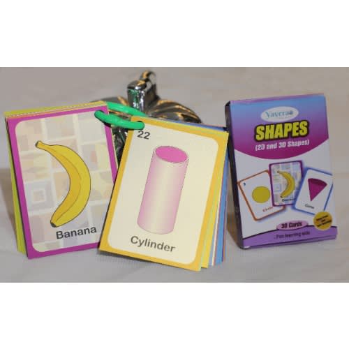 Yavera 2d And 3d Shapes Waterproof & Tear Resistant Flashcards For Kids