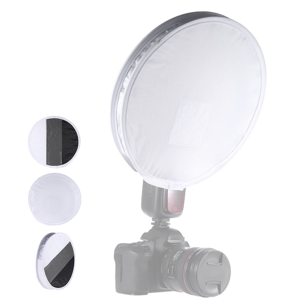 Multifunctional 12in/31cm Mini Portable Round On-camera Flash Speedlite Diffuser Softbox With White/Grey/Black Color For  Nikon Sigma Yongnuo Godox Neewer Vivitar Speedlight