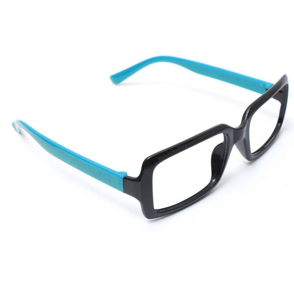 Fashion Square Lens-free Eyeglass Frame Multi-colored Optical Eyewear Men Women Bright Black And Blue Legs (without Lens)