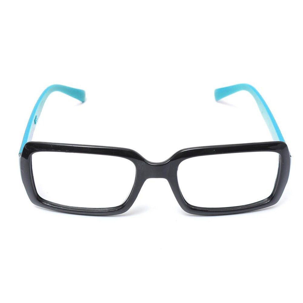 Fashion Square Lens-free Eyeglass Frame Multi-colored Optical Eyewear Men Women Bright Black And Blue Legs (without Lens)