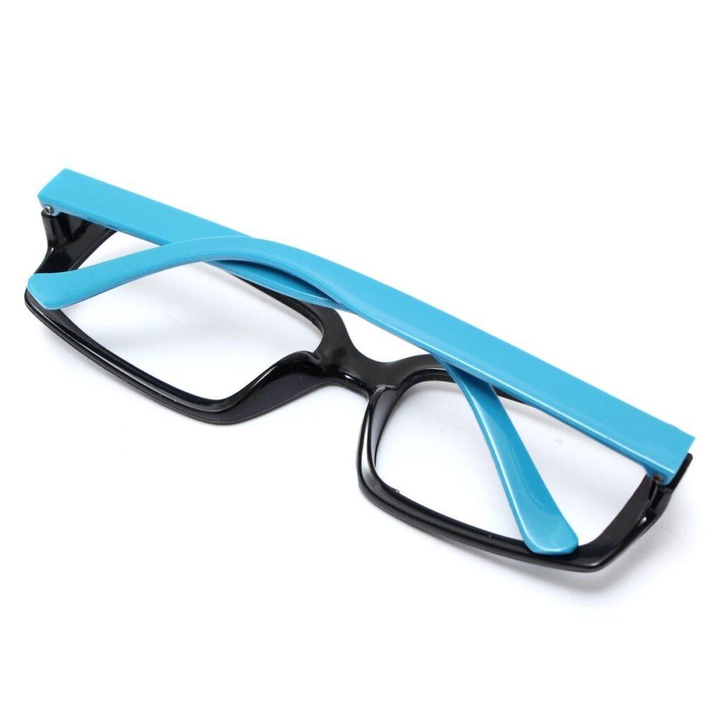 Fashion Square Lens-free Eyeglass Frame Multi-colored Optical Eyewear Men Women Bright Black And Blue Legs (without Lens)