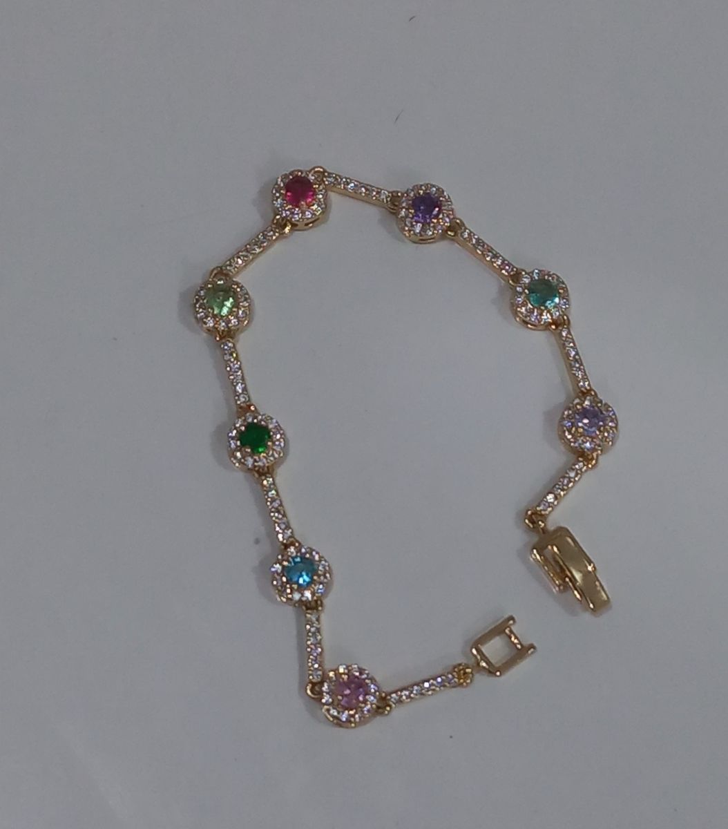 Gold Multi Stoned Tennis Bracelet