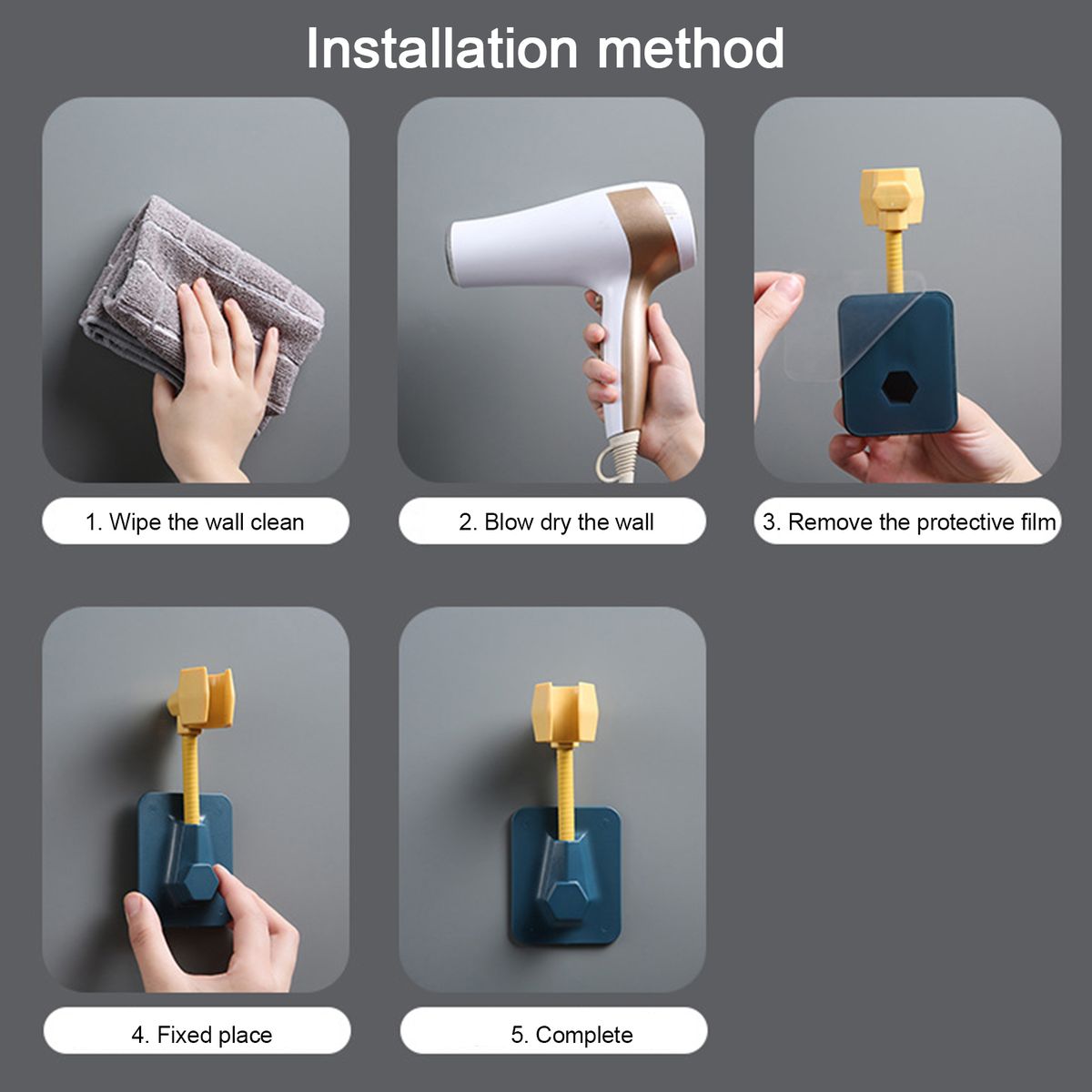 Shower Head Holder 360° Rotating Hose Base Adjustable