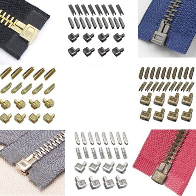 40Sets 5 Zip Latch Slider Retainer Bottom Stops Insertion Pin Zipper