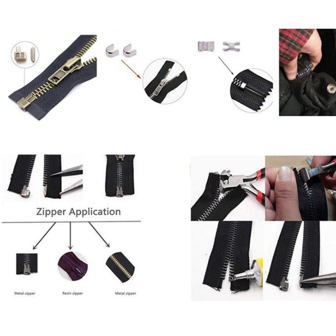 40Sets 5 Zip Latch Slider Retainer Bottom Stops Insertion Pin Zipper