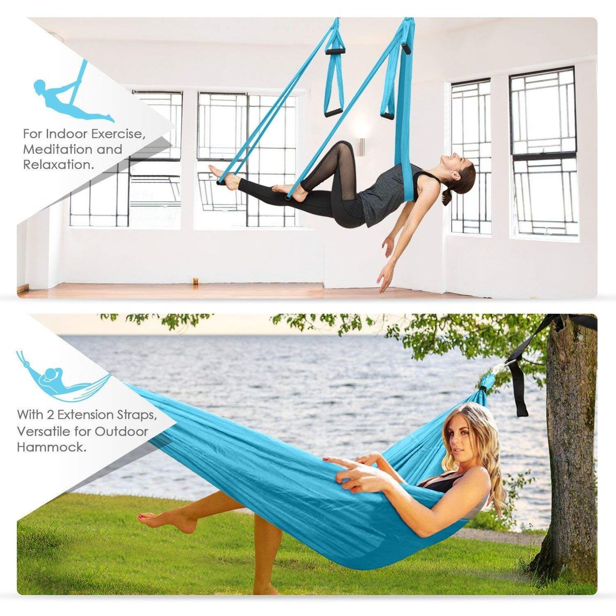 Hanging Toys Relax For Yoga Women Swing Toys For Couples Yoga Fitness Resistance Bands Hanging Belt Suspension Pull Rope Workout -- Blue / Pink / Purple Blue