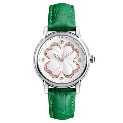 Women's Green Leather Strap Watch