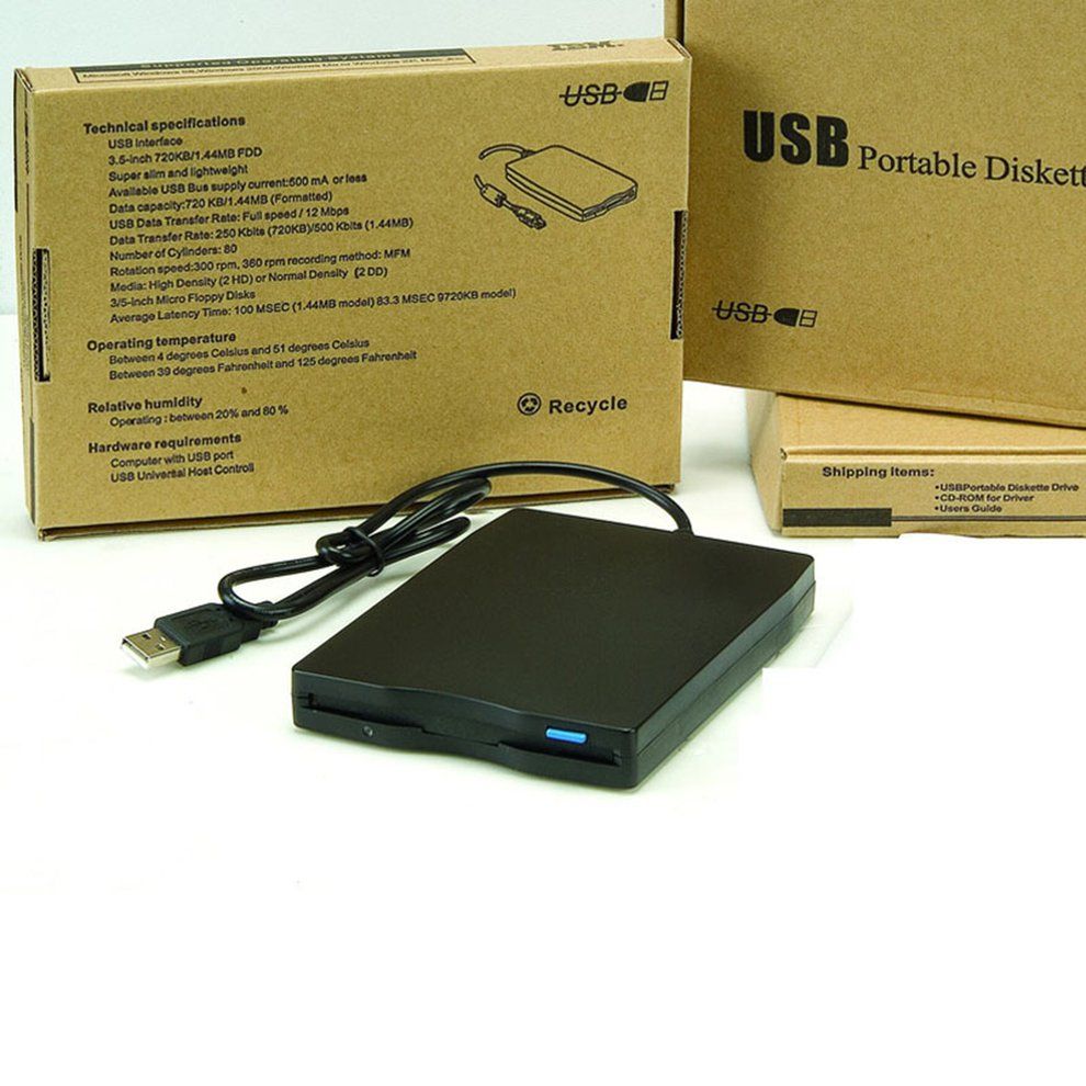 1.44 MB Floppy Disk 3.5" USB External Drive Portable Floppy Disk Drive FDD