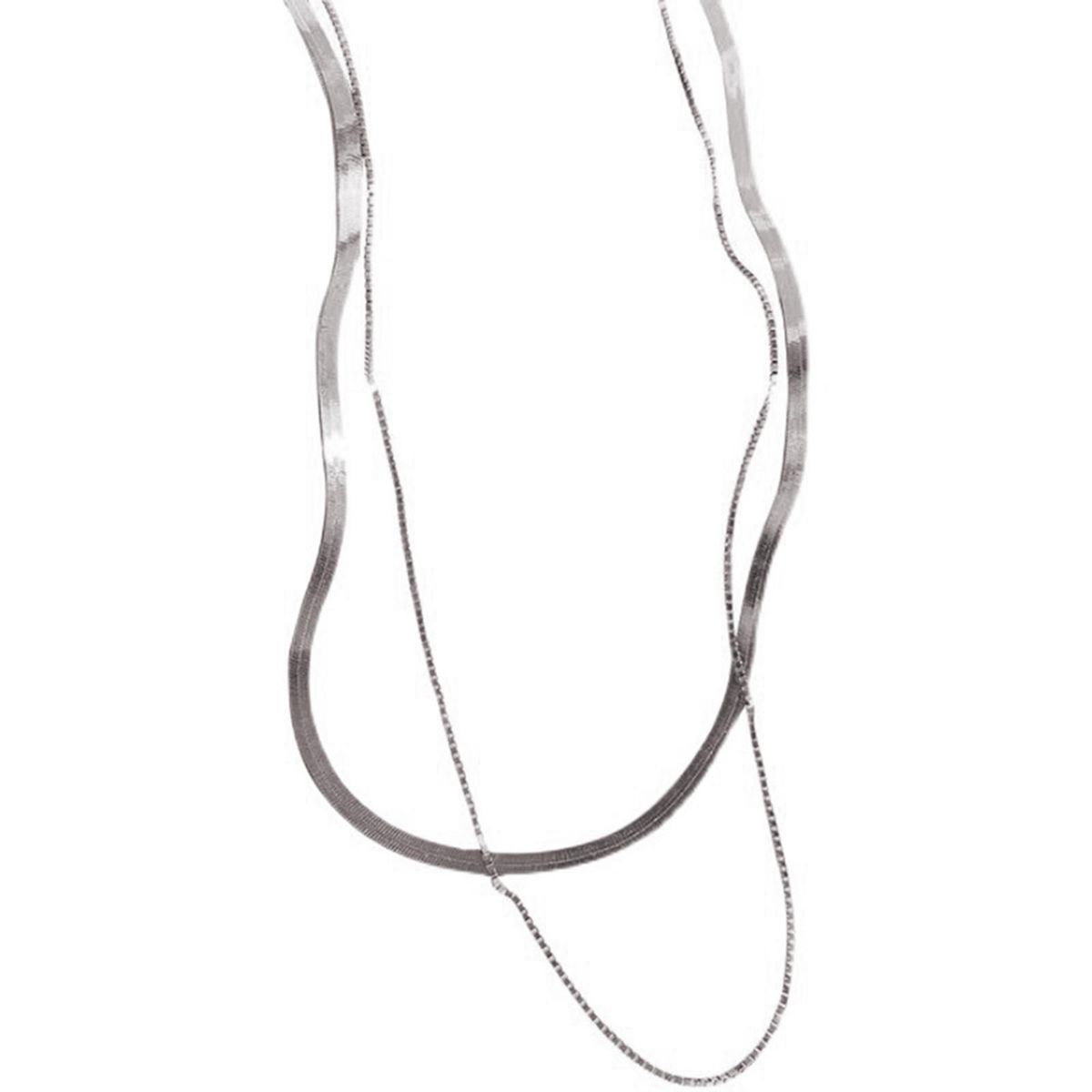 Stylish 925 Silver Necklace Double Layered Snake Bone