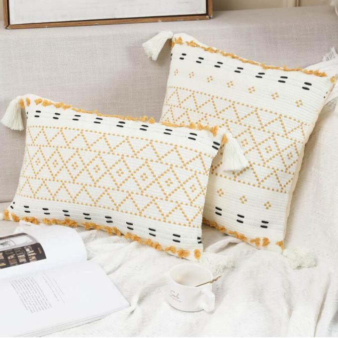 Throw Pillow Cover Cushion Case Shell Pillowcases Yellow Grid18×18inch