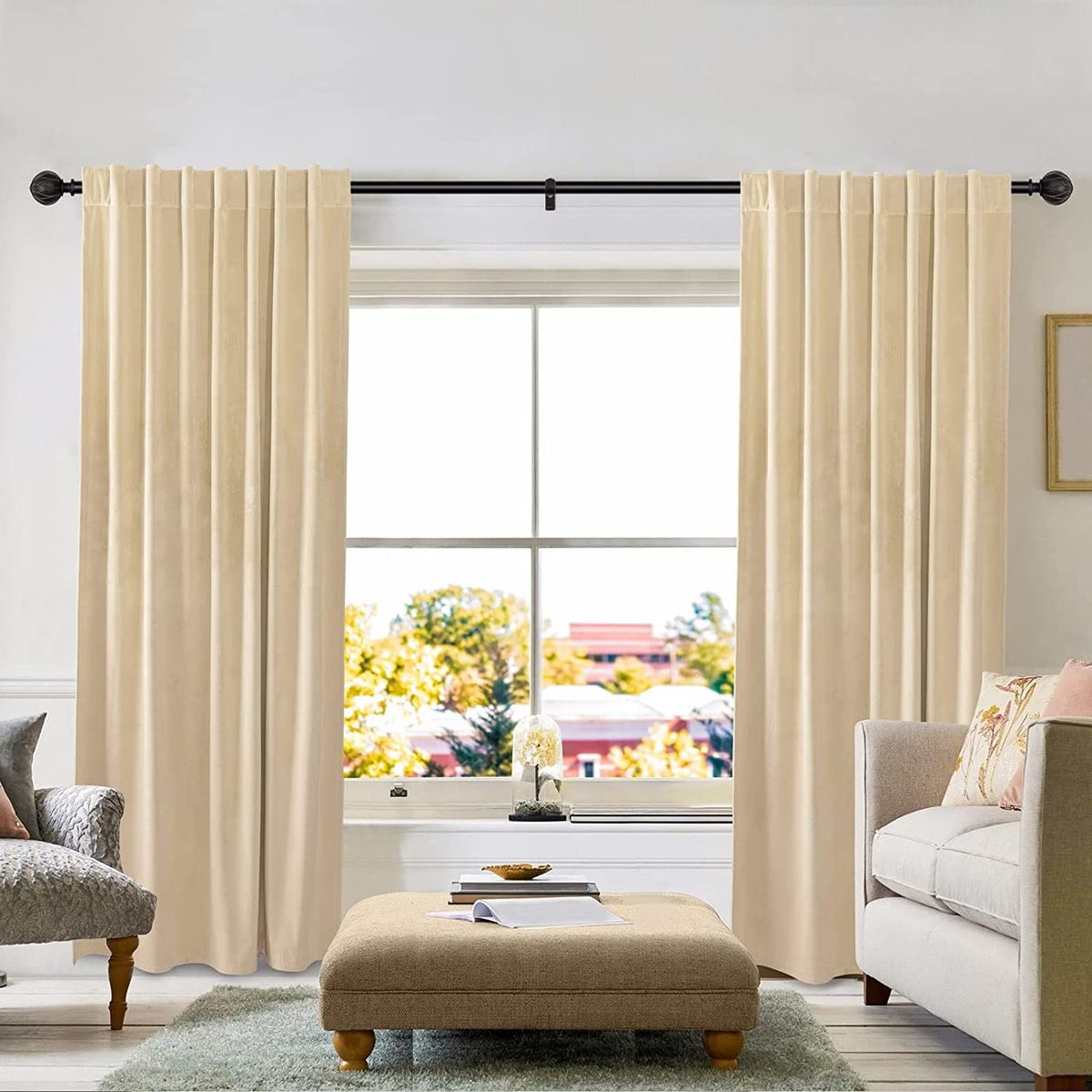 SZXIMU 1 Inch Curtain Rods 72 To 144 Inches Black Adjustable