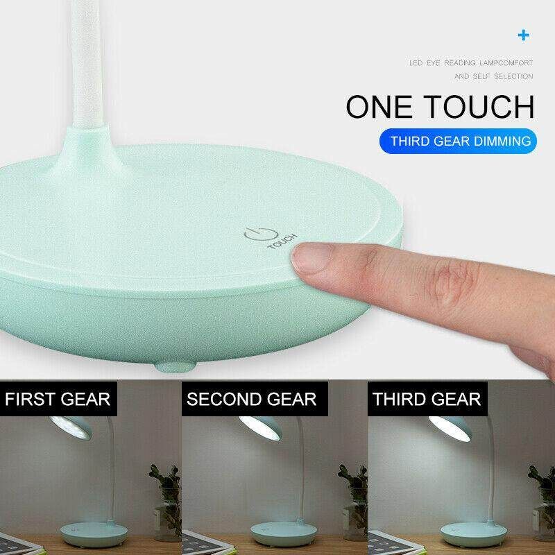 Dimmable Touch Sensor USB Charge LED Desk Table Night Bedside Reading Lamp Light Blue