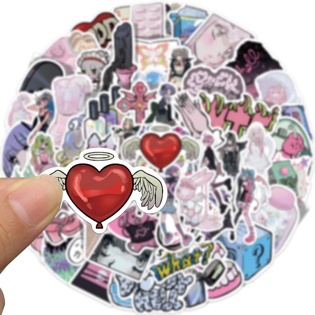 60 Sheets Scrapbook Stickers Anime Funny Luggage Stickers Multicolor