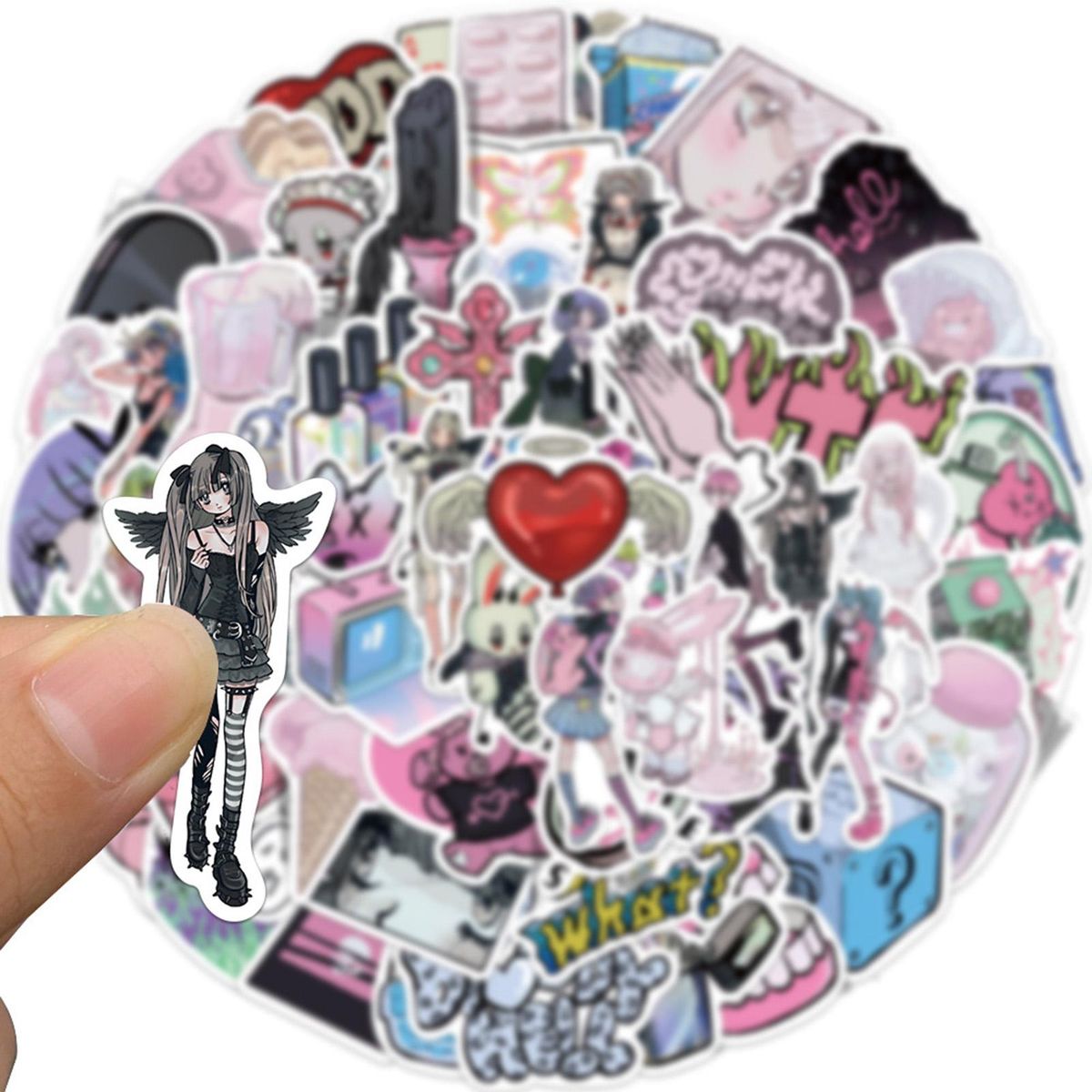 60 Sheets Scrapbook Stickers Anime Funny Luggage Stickers Multicolor