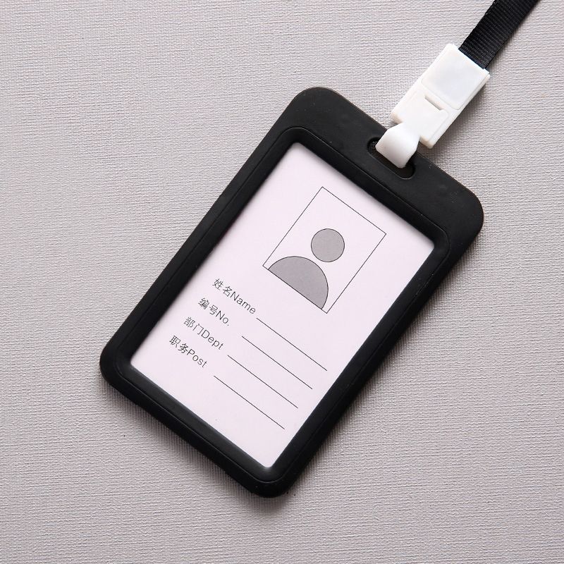 3 PCS Credit Card Holders PU Bank Card Neck Strap Bus Card ID Card Holder Identity Badge With Lanyard(Black)