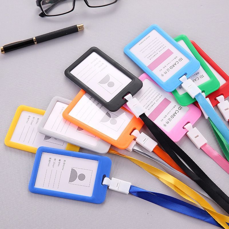 3 PCS Credit Card Holders PU Bank Card Neck Strap Bus Card ID Card Holder Identity Badge With Lanyard(Black)