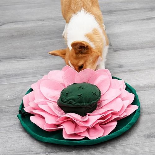 Lotus Shape Pet Dog Snuffle Mat Nose Smell Training Blanket Sniffing Pad Slow Feeding Bowl Food Dispenser Carpet