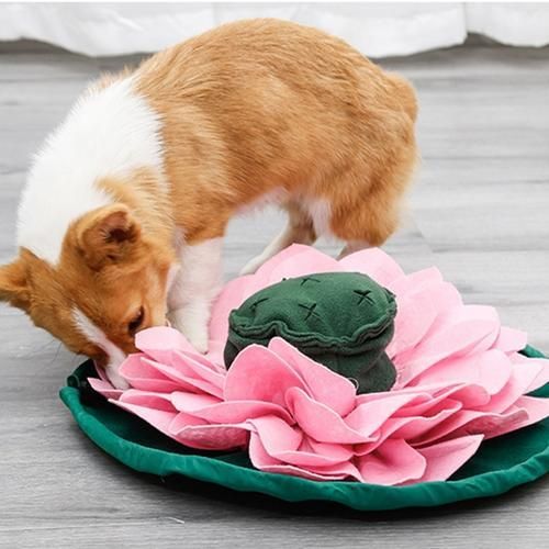 Lotus Shape Pet Dog Snuffle Mat Nose Smell Training Blanket Sniffing Pad Slow Feeding Bowl Food Dispenser Carpet