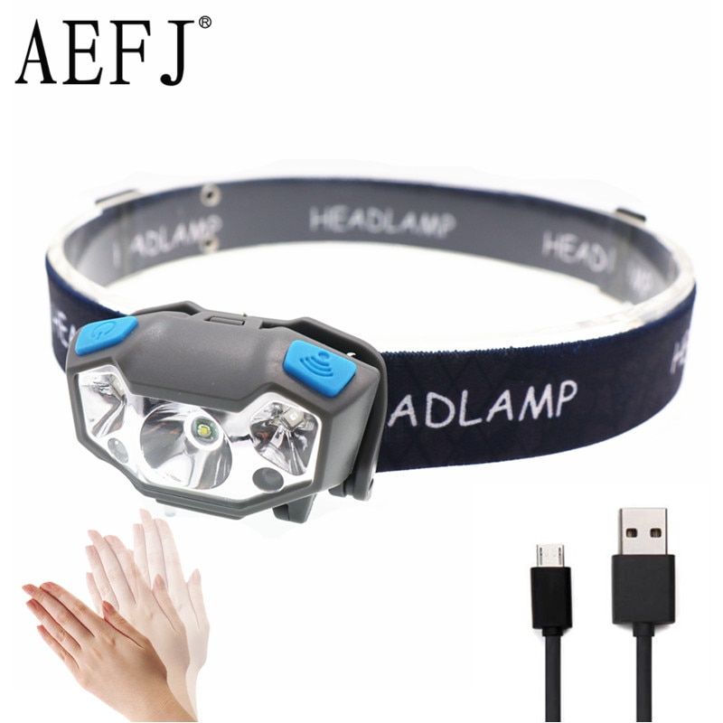 5000lm XPE LED Rechargeable Headlamp White Red Finger Induction Headlights Head Light Lamp Torche's Flashlight Built-in Battery BIL
