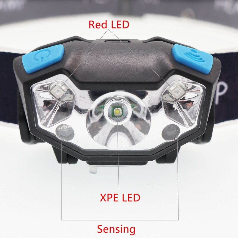 5000lm XPE LED Rechargeable Headlamp White Red Finger Induction Headlights Head Light Lamp Torche's Flashlight Built-in Battery BIL
