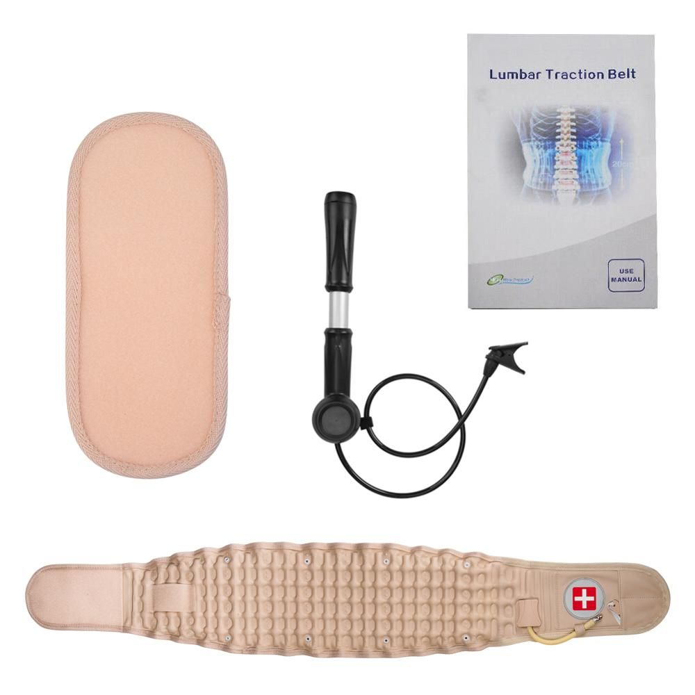 (khaki Without Box)Lumbar Support Belt Waist Decompression Protect Air Traction Brace Spinal B JIN