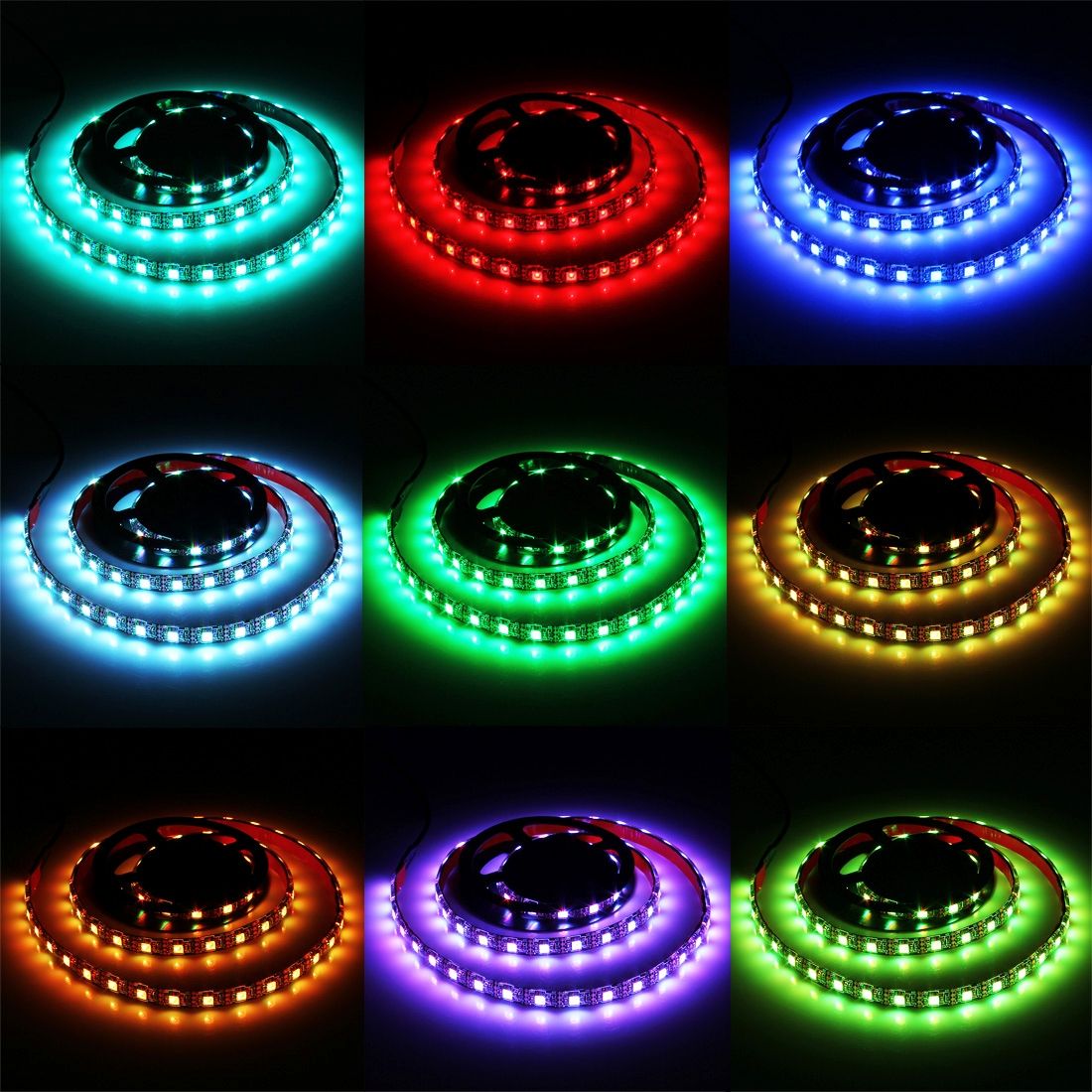 1m USB TV Black Board RGB Epoxy Rope Light, 12W 60 LEDs SMD 5050 With 17-keys RF Wireless Remote Control, DC 5V