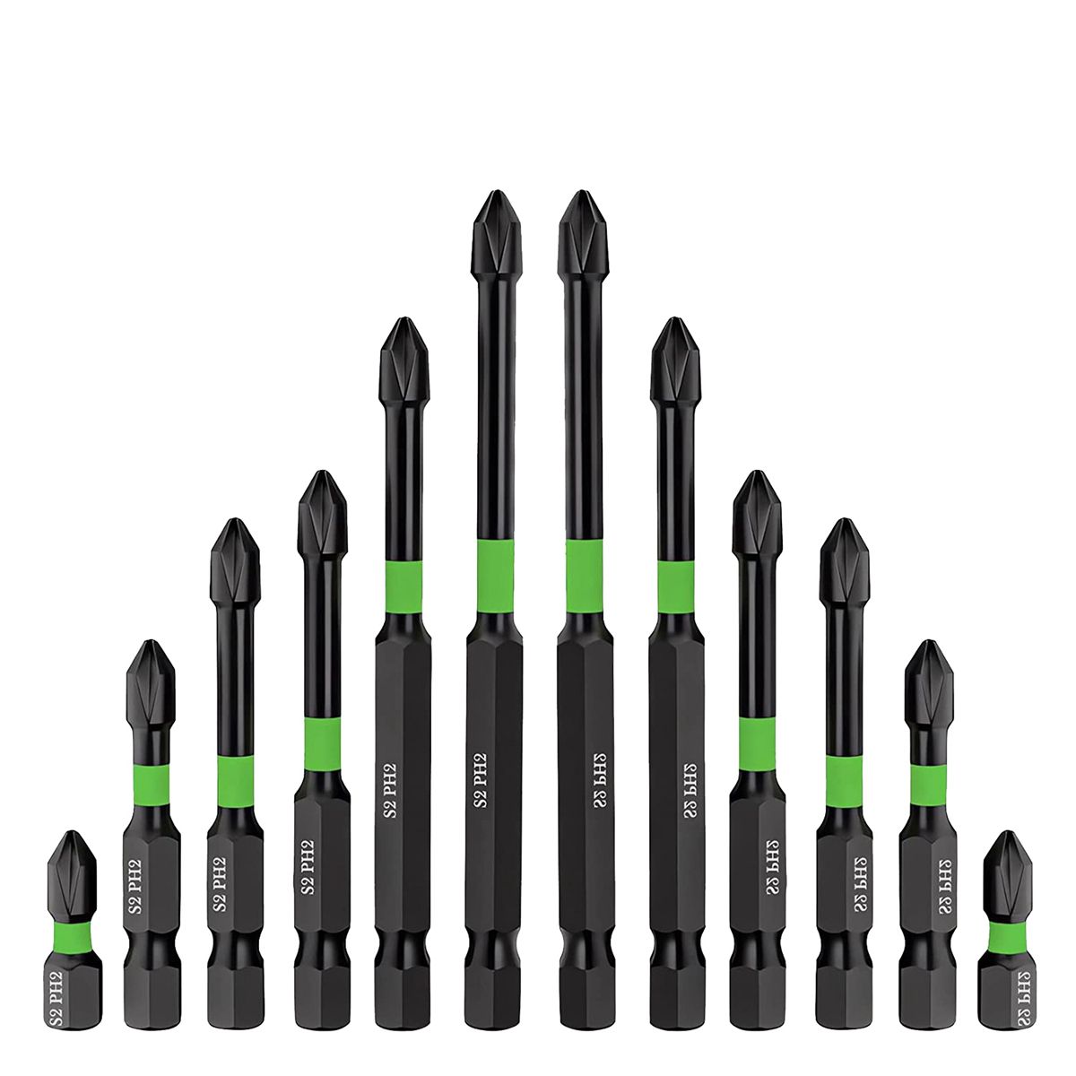 Magnetic Screwdriver Bit Set Anti- Magnetic Drill Bit Set S2 Impact Magnetic Strong Magnetic PH2 Bits 12PCS