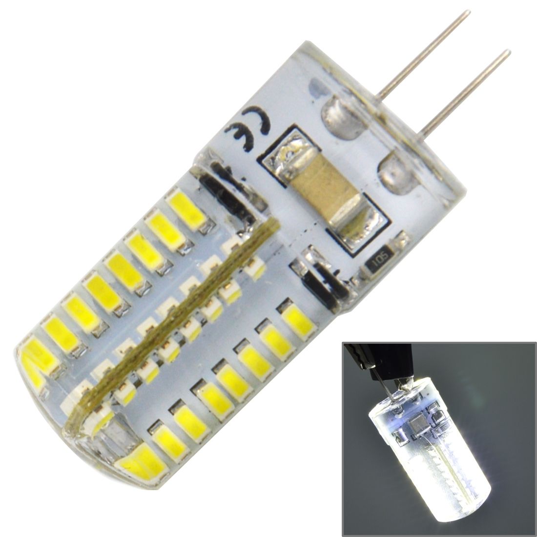 G4 4W White Light 200LM 64 LED SMD 3014 Silicone Corn Light Bulb, AC 220V