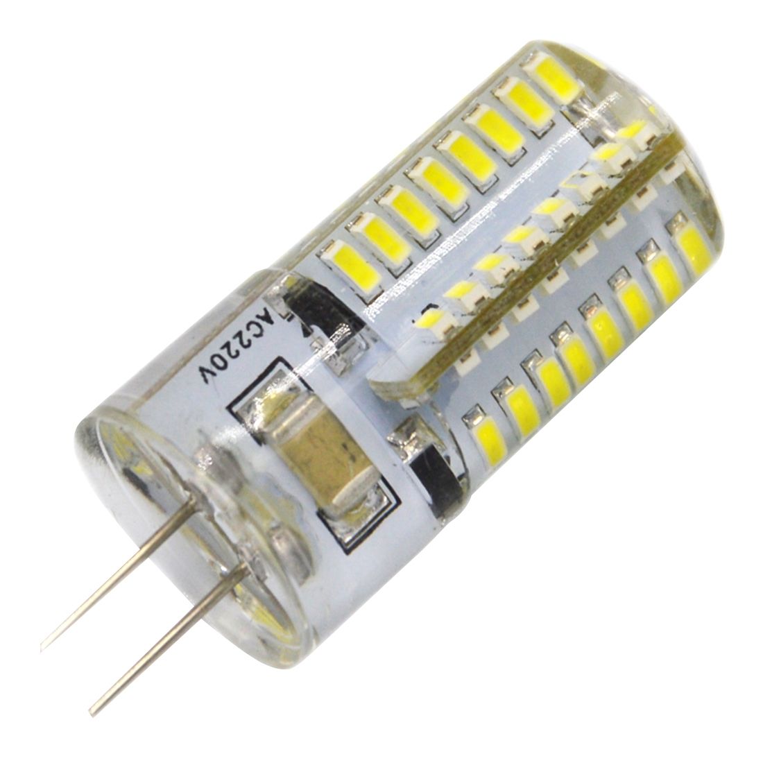 G4 4W White Light 200LM 64 LED SMD 3014 Silicone Corn Light Bulb, AC 220V