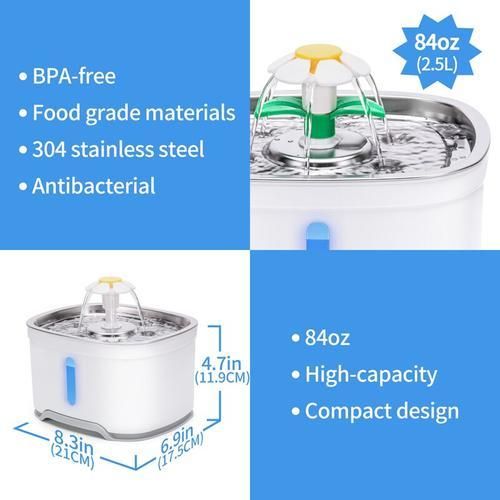 2.4L Automatic Pet Cat Water Fountain With LED Electric USB Dog Cat Pet Automatic Pet Drinking Fountain Dispenser