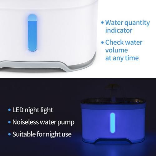 2.4L Automatic Pet Cat Water Fountain With LED Electric USB Dog Cat Pet Automatic Pet Drinking Fountain Dispenser
