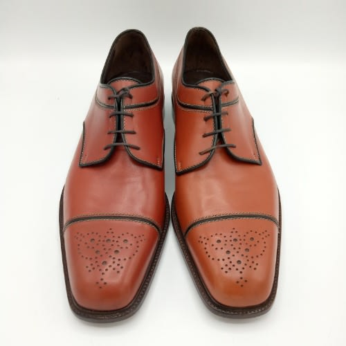 A.Testoni Lace Up Leather Shoe-Burgundy