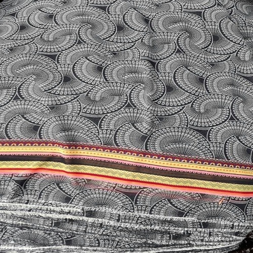 Chiffon - 4 Yards - Grey And Double End Colored Stripes