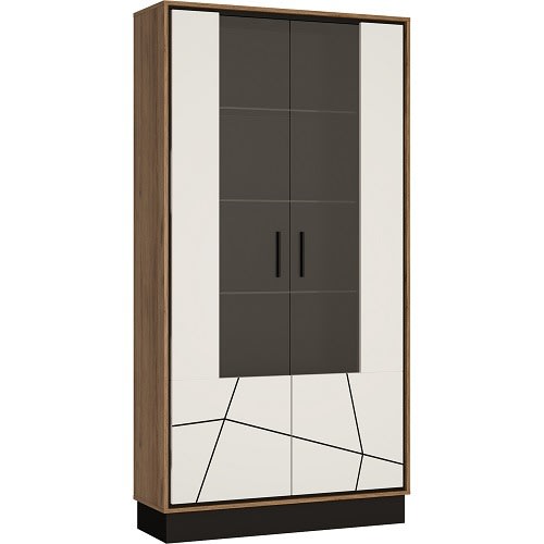 Sadia B Tall Wide Glazed Display Cabinet - White,black,darkwood