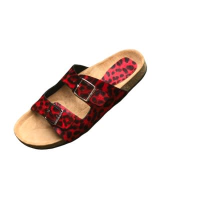 Men Animal Skin Two-Buckle Birkenstock Slide - Red