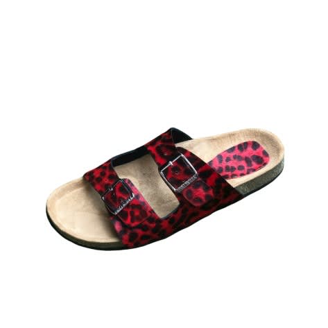 Men Animal Skin Two-Buckle Birkenstock Slide - Red