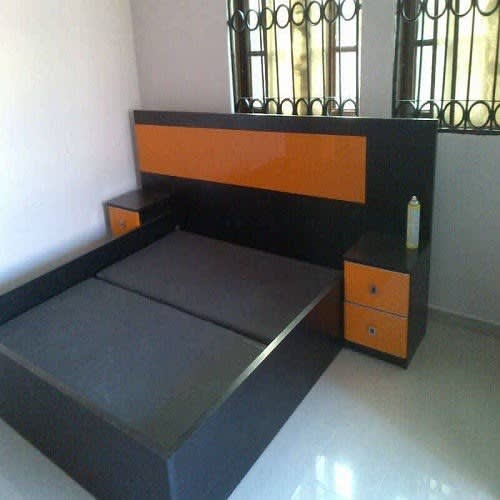 Sadia B- Bed Frame - Orange + Brown - 6 X 6Ft