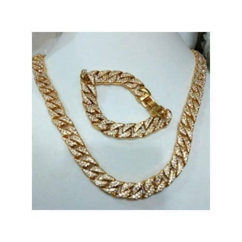 Fashion Front Gold Plated Chain And Bangle